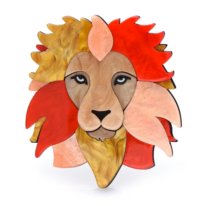 Acrylic Lion Brooches For Women Men Strong Lion Animal Party Brooch Pin
