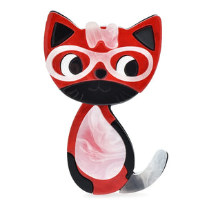 Lovely Cat Brooches Wear Glasses Pet Animal Party Casual Pin