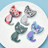 Lovely Cat Brooches Wear Glasses Pet Animal Party Casual Pin
