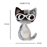 Lovely Cat Brooches Wear Glasses Pet Animal Party Casual Pin