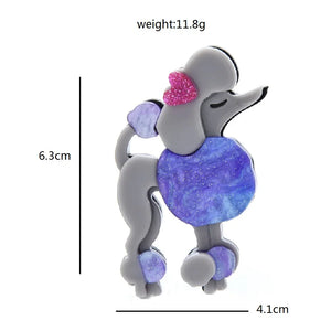 Acrylic Poodle Dog Brooch for Women Pets Animal Brooch Pin