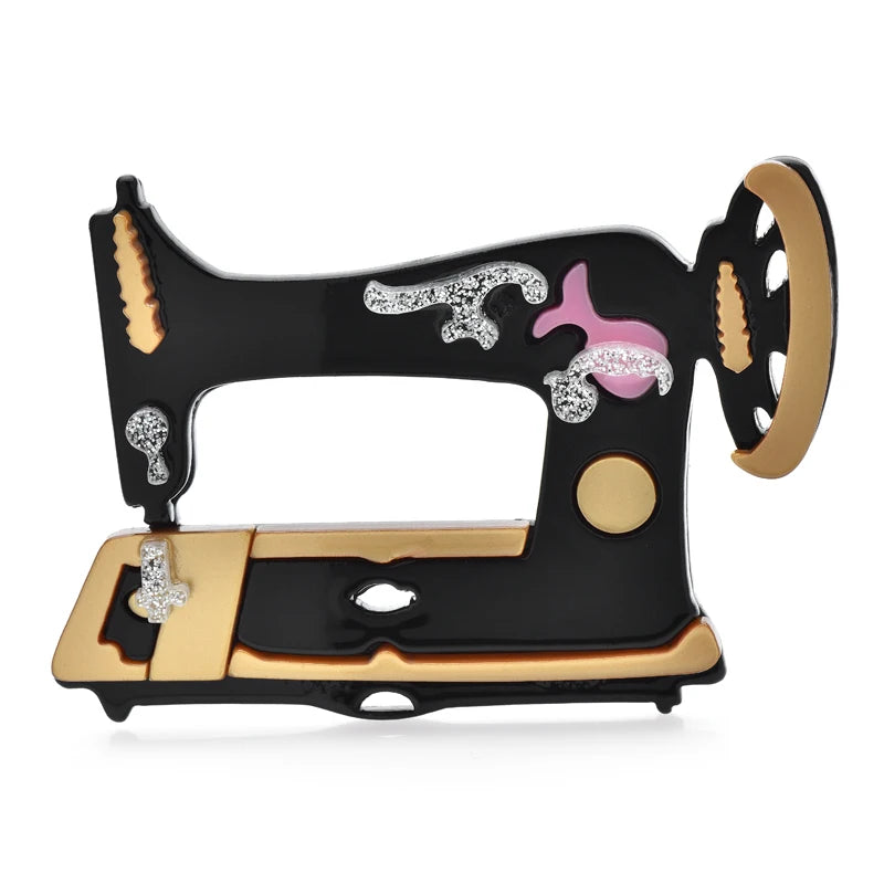 Acrylic Sewing Machine Brooch for Women Unisex