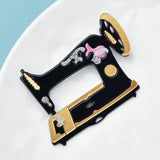 Acrylic Sewing Machine Brooch for Women Unisex