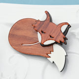 Acrylic Sleeping Fox Brooches Unisex Animal Party Office Pin