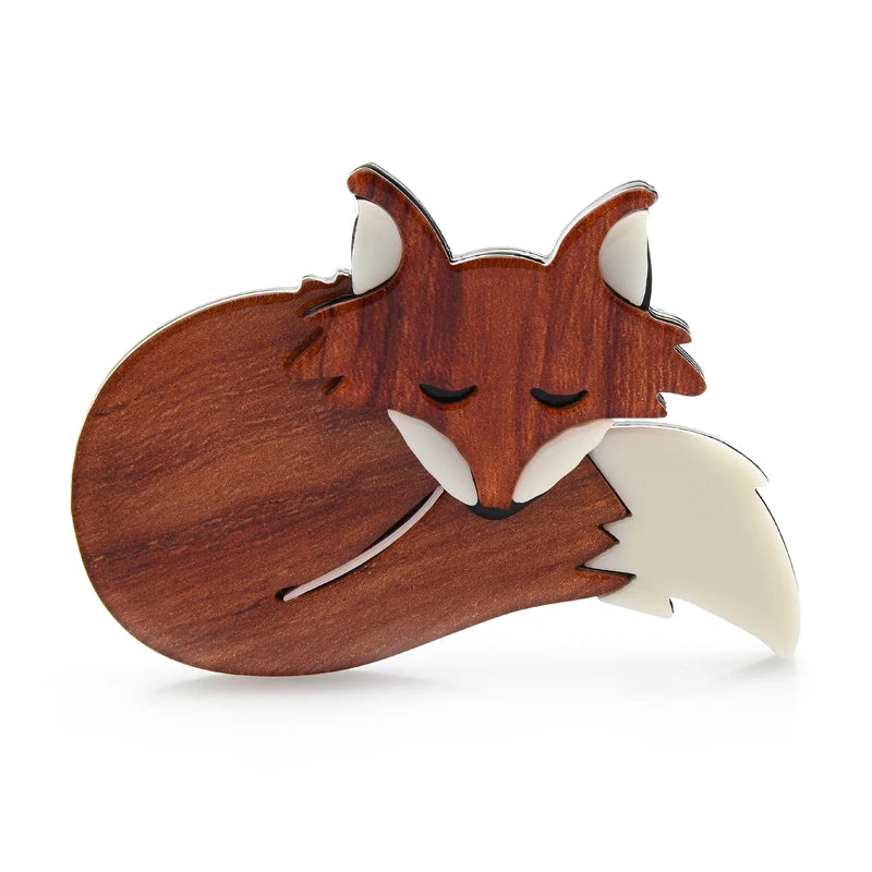 Acrylic Sleeping Fox Brooches Unisex Animal Party Office Pin