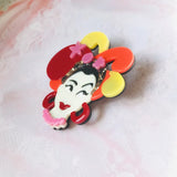Acrylic Happy Girl Figure Brooch Pins for Women