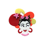 Acrylic Happy Girl Figure Brooch Pins for Women