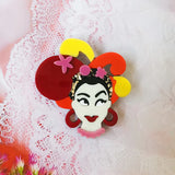 Acrylic Happy Girl Figure Brooch Pins for Women