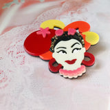 Acrylic Happy Girl Figure Brooch Pins for Women