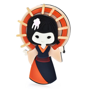 Acrylic Umbrella Lady Brooches For Women Wear Japanese Dress