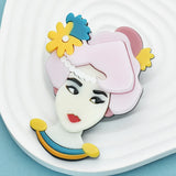 Acrylic Flower Lady Brooches Women National Style Casual Pin