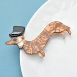Acrylic Sausage Puppy Dog Hat Brooch Pins