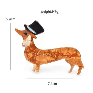 Acrylic Sausage Puppy Dog Hat Brooch Pins