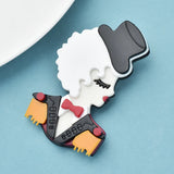 Acrylic Lady Figure Brooch Pin Unisex Look Girl Casual Party Suit