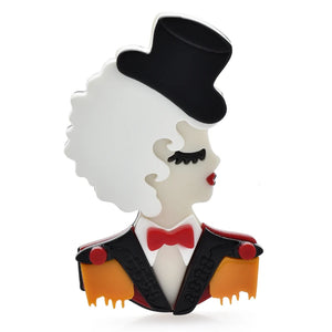 Acrylic Lady Figure Brooch Pin Unisex Look Girl Casual Party Suit