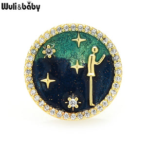 Starry Figure Magnet Brooches Rhinestone Collar Pins