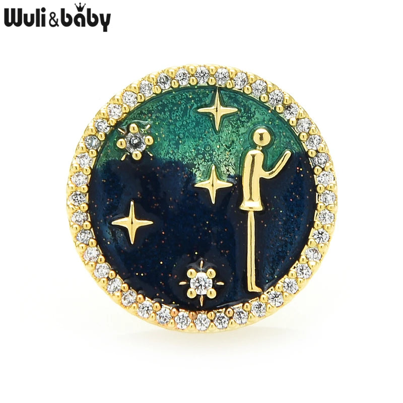 Starry Figure Magnet Brooches Rhinestone Collar Pins