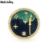 Starry Figure Magnet Brooches Rhinestone Collar Pins