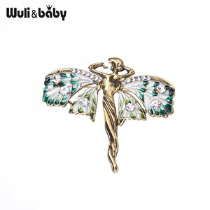 Enamel Angel Figure Brooch Pins - Butterfly Fairy Design - Unisex