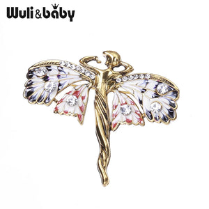 Enamel Angel Figure Brooch Pins - Butterfly Fairy Design - Unisex