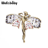 Enamel Angel Figure Brooch Pins - Butterfly Fairy Design - Unisex