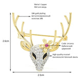 Cubic Zircon Deer Head Brooches For Women Unisex Top Deer Christmas Brooch Pins