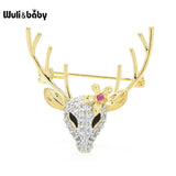 Cubic Zircon Deer Head Brooches For Women Unisex Top Deer Christmas Brooch Pins