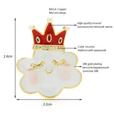 Crown Cloud Brooches Czech Rhinestone Smiling Cloud Collar Pins