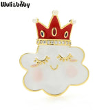 Crown Cloud Brooches Czech Rhinestone Smiling Cloud Collar Pins