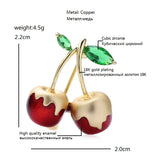 Enamel Cream Cherry Brooches 2-color Fruits Summer Party Office Brooch Pins