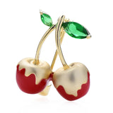 Enamel Cream Cherry Brooches 2-color Fruits Summer Party Office Brooch Pins