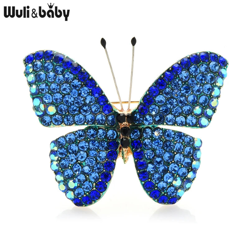 Rhinestone Butterfly Brooches 4-color Insect Pins