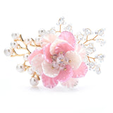 Crystal Flower Brooches 3-color Pearl Beauty Flower Brooch Pins