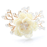 Crystal Flower Brooches 3-color Pearl Beauty Flower Brooch Pins