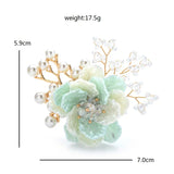 Crystal Flower Brooches 3-color Pearl Beauty Flower Brooch Pins