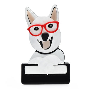 Cute Acrylic Dog Brooch Pin Glasses Puppy Animal Jewelry