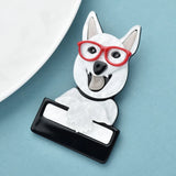 Cute Acrylic Dog Brooch Pin Glasses Puppy Animal Jewelry