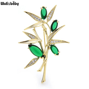 Greel Bamboo Brooches For Women Cubic Zirconia Top