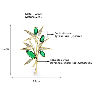 Greel Bamboo Brooches For Women Cubic Zirconia Top