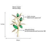 Greel Bamboo Brooches For Women Cubic Zirconia Top
