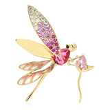 Crystal Dragonfly Brooches Pink Beauty Insects Party Brooch Pin