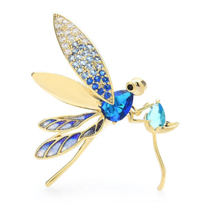 Crystal Dragonfly Brooches Pink Beauty Insects Party Brooch Pin