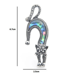 Natural Shell Cat Brooches Women Lovely Running Cat Animal Brooch Pins