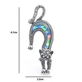 Natural Shell Cat Brooches Women Lovely Running Cat Animal Brooch Pins