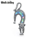 Natural Shell Cat Brooches Women Lovely Running Cat Animal Brooch Pins