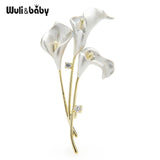 Enamel Lily Flower Brooches For Women 3-color Weddings Banquet