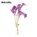 Enamel Lily Flower Brooches For Women 3-color Weddings Banquet