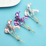 Enamel Lily Flower Brooches For Women 3-color Weddings Banquet