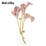 Enamel Lily Flower Brooches For Women 3-color Weddings Banquet