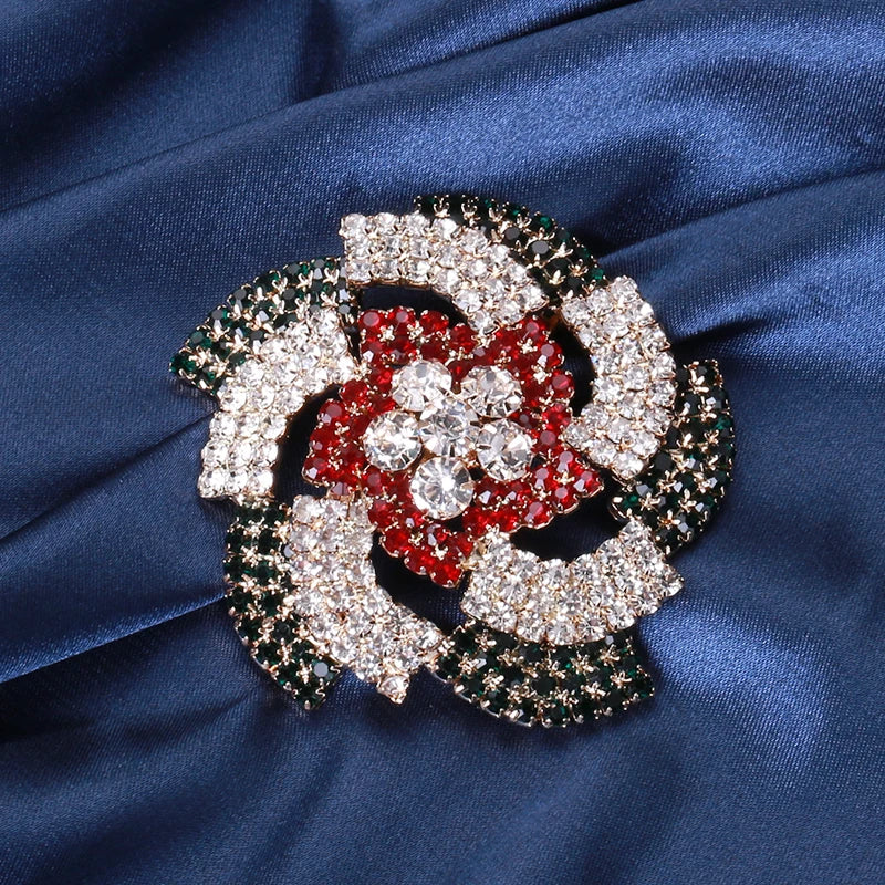 Rhinestone Windmill Flower Brooch Pin - Elegant Palace Party